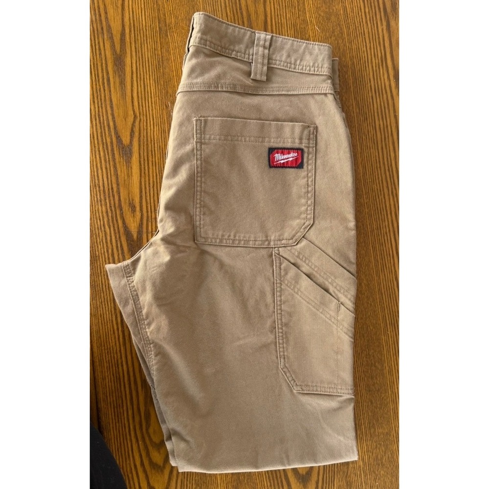 Milwaukee M650 FreeFlex Khaki Work Pants Mens 32x30 Carpenter Utility Stretch
